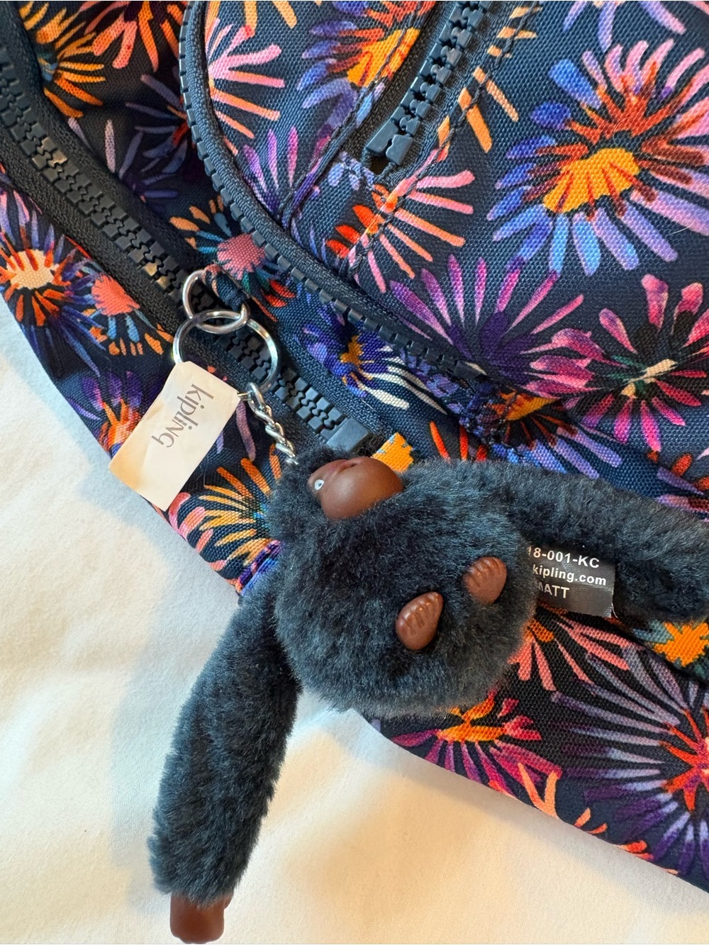 Kipling Navy Floral Backpack with Multicolor Burst Print - Picture 10 of 14